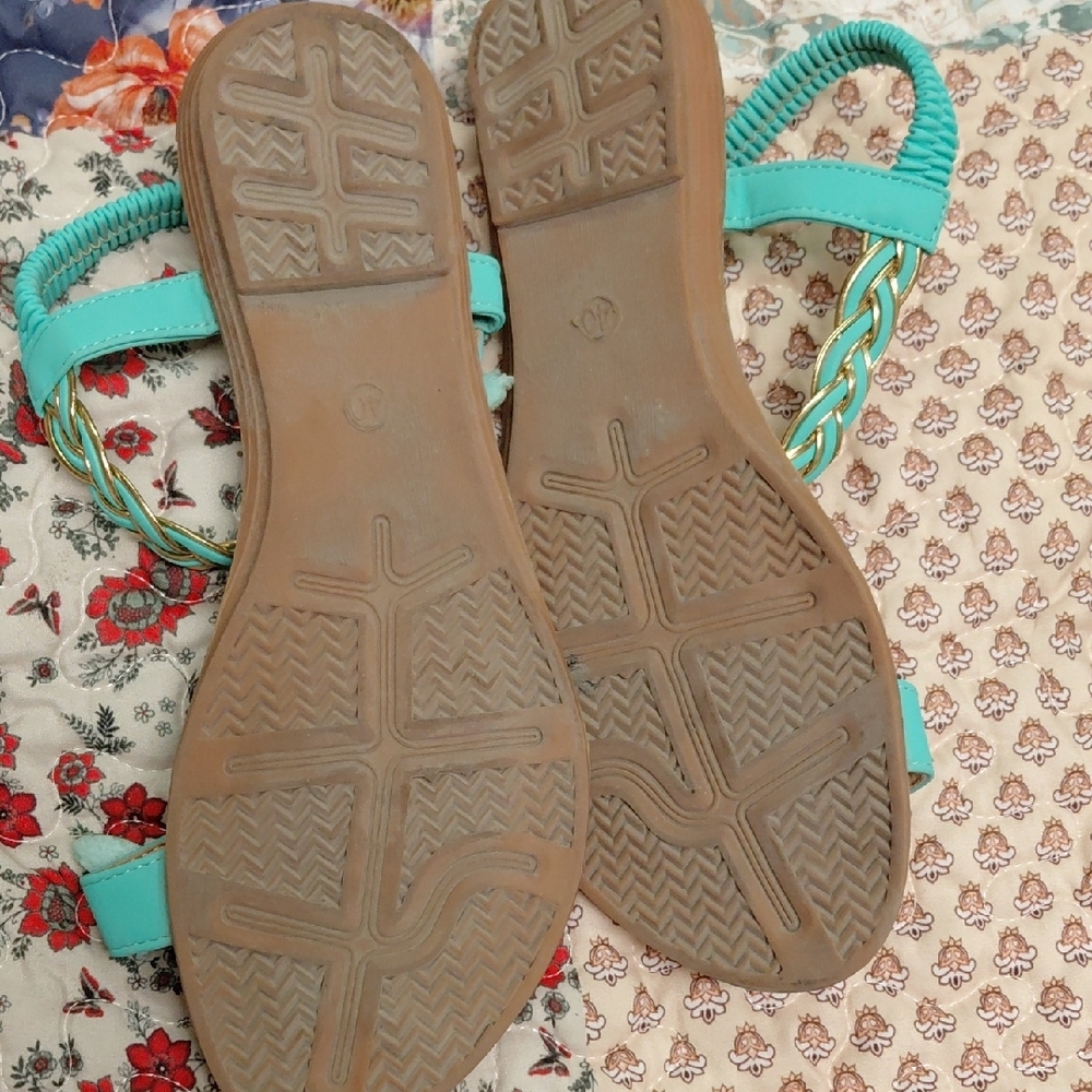 Embellished Turquoise Butterfly Flat Sandals - Women - Picture 4 of 4